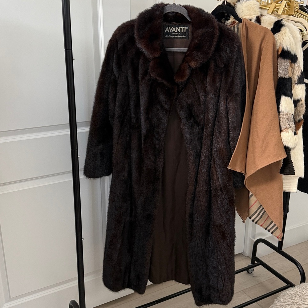 REAL FUR Mink Coat Small Mahogany